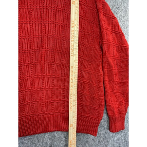 Vintage Isle of Cotton Men’s M Red Knit Sweater Oversized Y2K Made In USA - Picture 5 of 9
